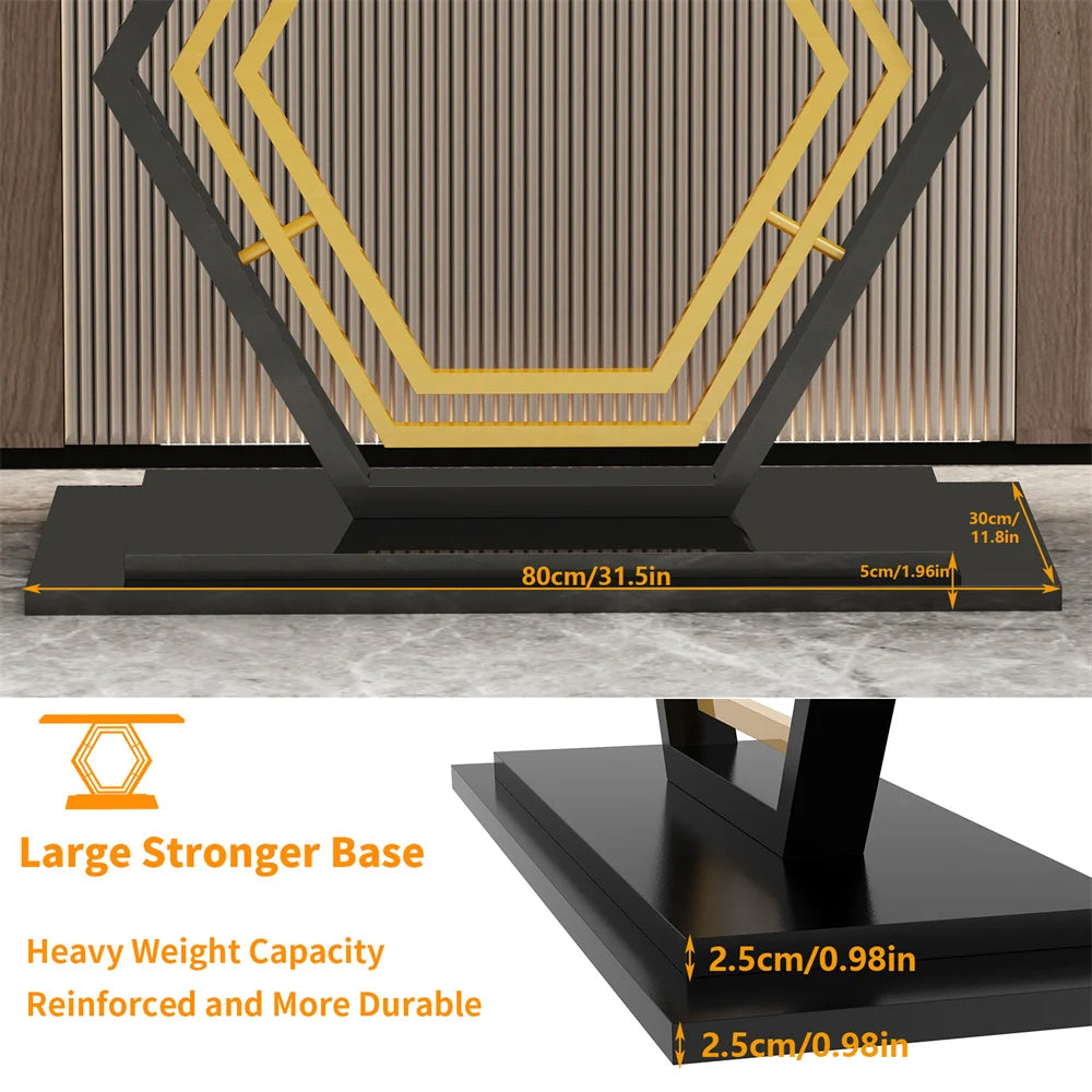 Ljustra Console Table Modern Geometric Sintered Stone Accent Table