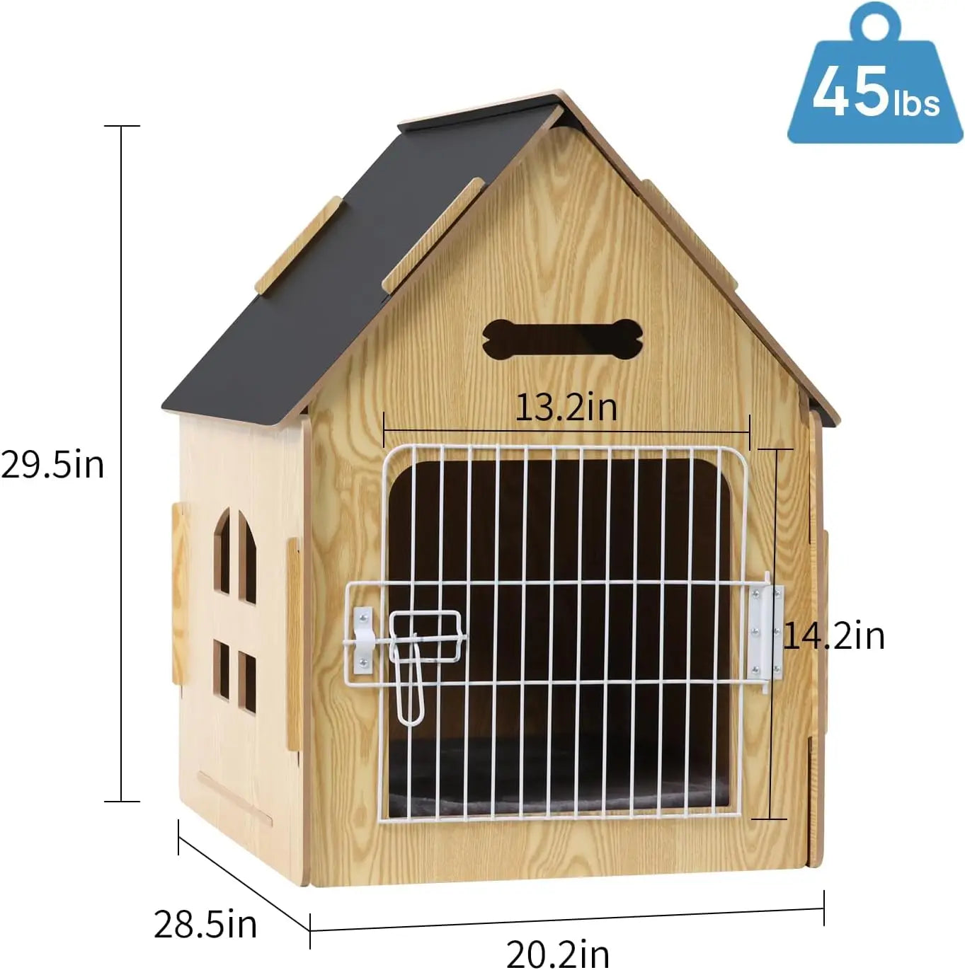 Cozy Wooden Indoor Dog House for Small Dogs and Cats with Air Vents
