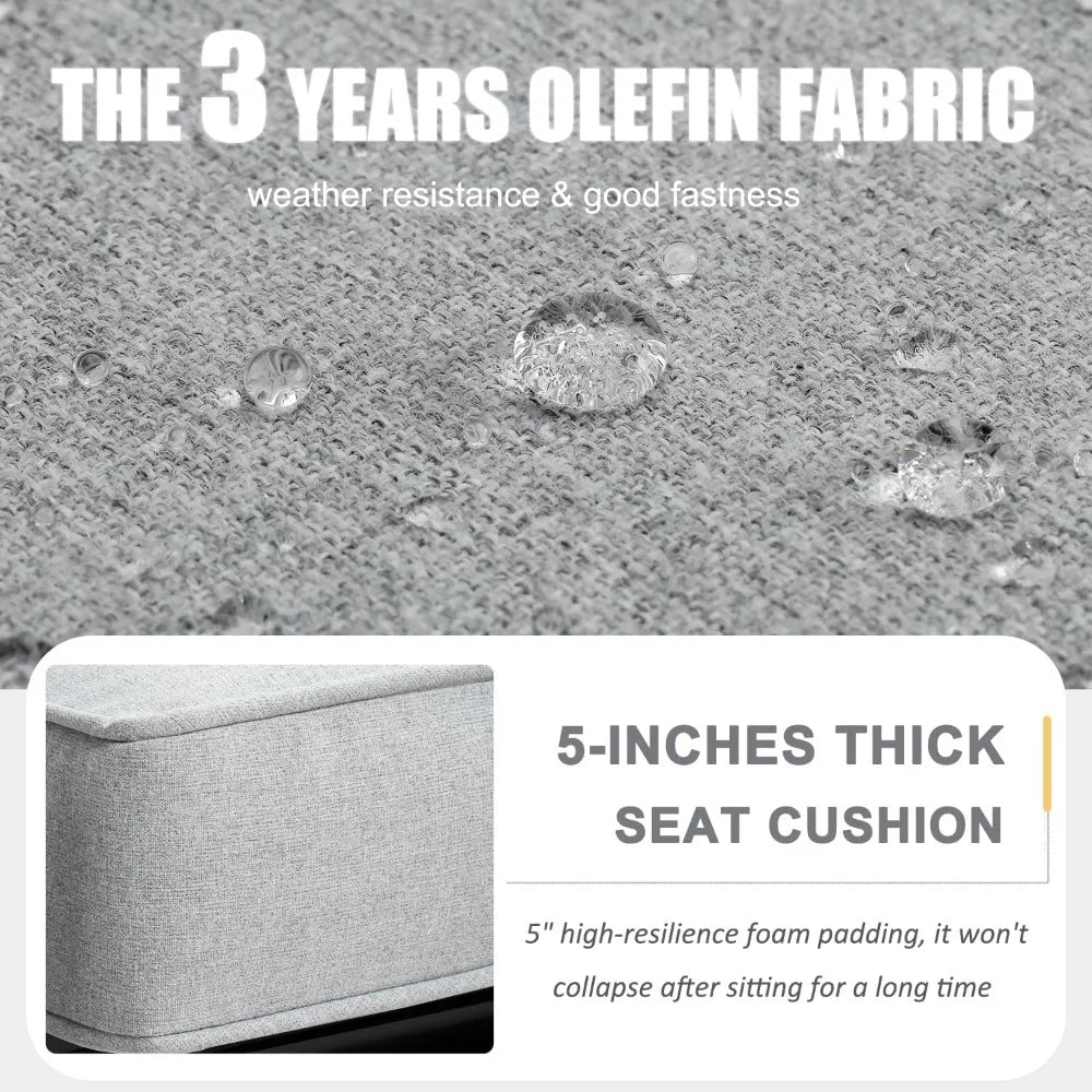 Aluminum Patio Furniture Set with Fire Pit Table 5 Pieces Modern Sofa