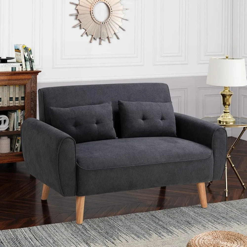 Small Modern Loveseat Sofa Mid Century Fabric Upholstered Couch