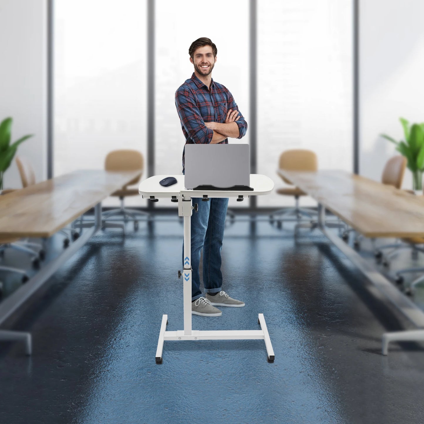 Adjustable Laptop Desk Stand with Swivel Wheels for Home Office