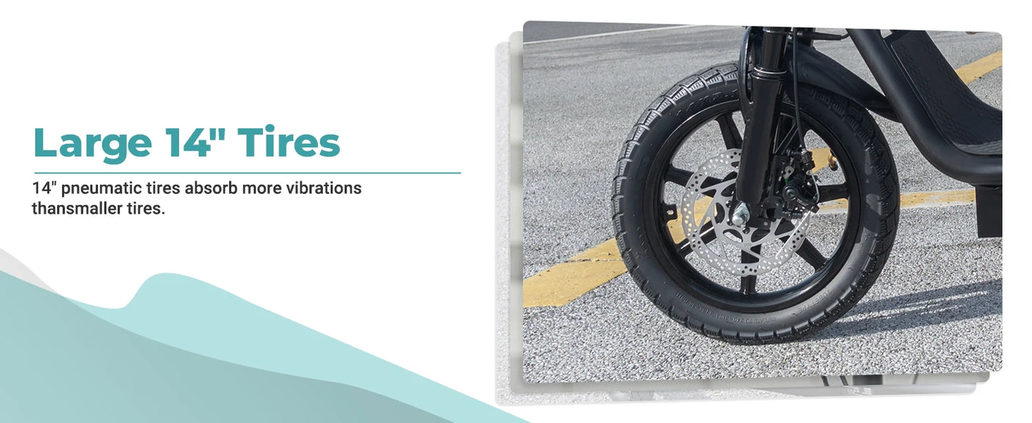 Ljustra 500W 14inch Electric Bicycle 10.4AH Battery 28Miles 22MPH Max Speed