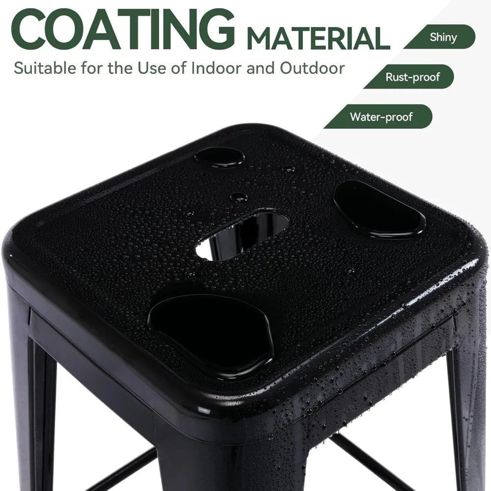 24 Inch Backless Metal Bar Stools Indoor Outdoor Set of 2 Modern Design