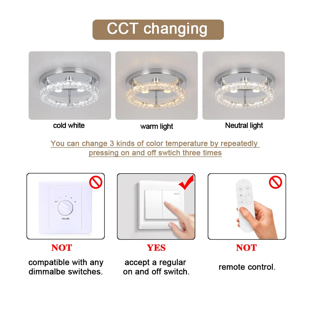 Modern Crystal Chandelier Ceiling Lamp LED Dimmable Pendant Light