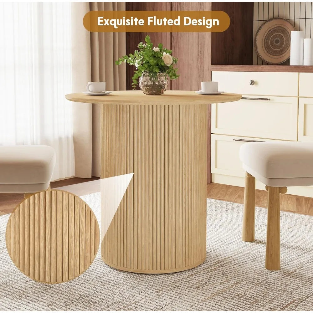 31.5" Round Dining Table Small Kitchen Table for 2-4 People Farmhouse