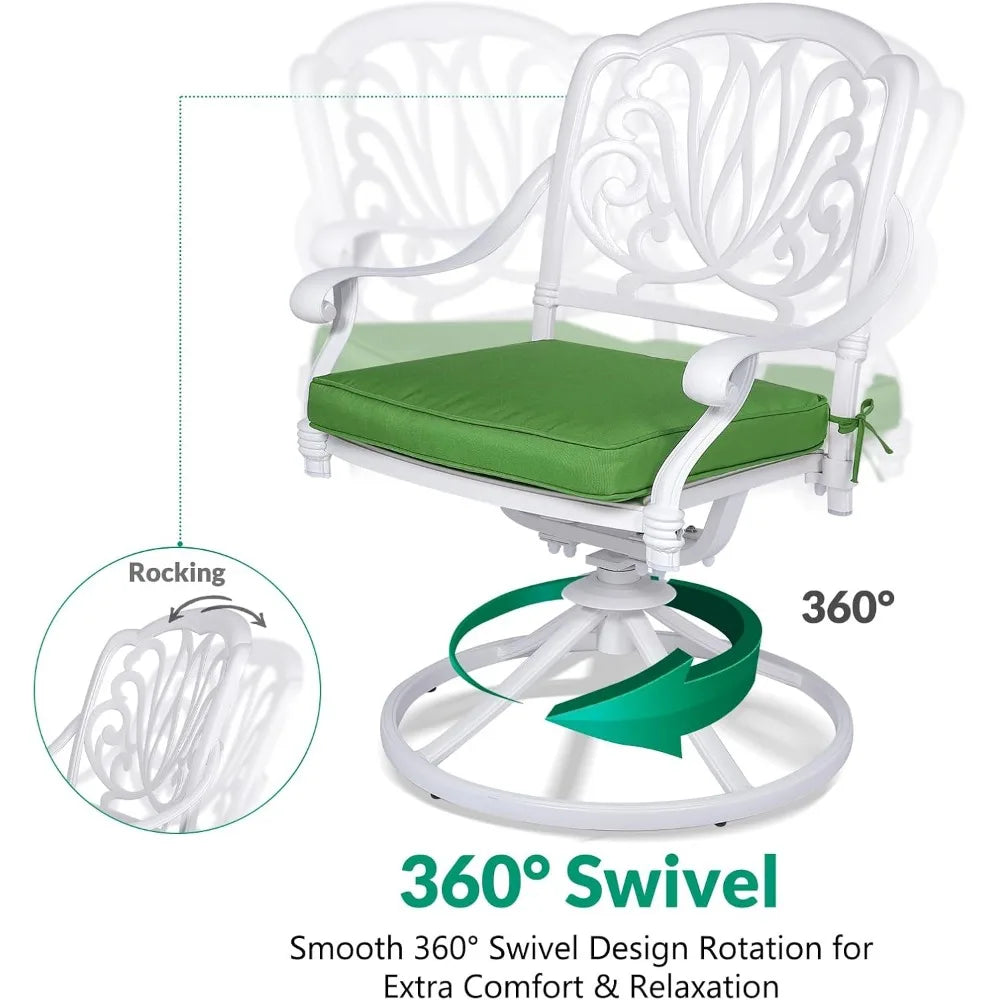 5-Piece Outdoor Patio Dining Set Swivel Chairs Cast Aluminum Furniture