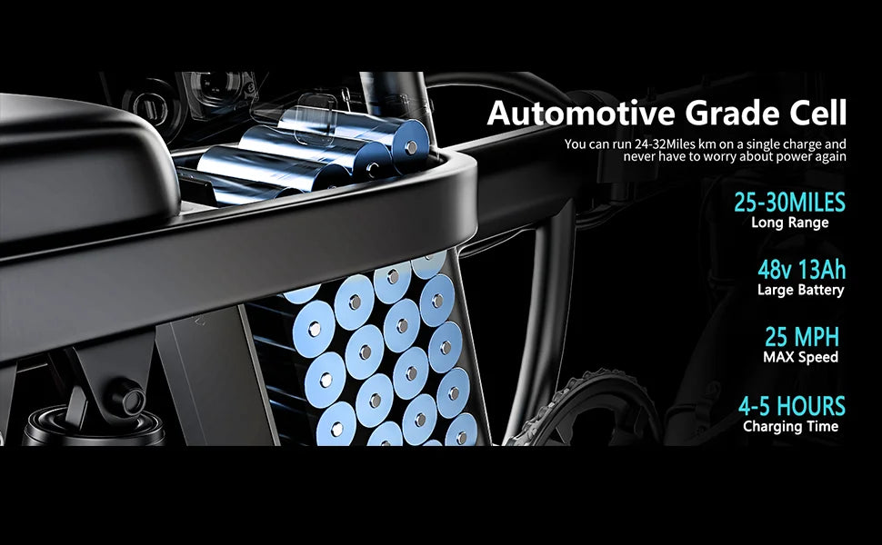 Folding Electric Bike 500W 48V 15AH Removable Battery 20MPH Commuter Ebike