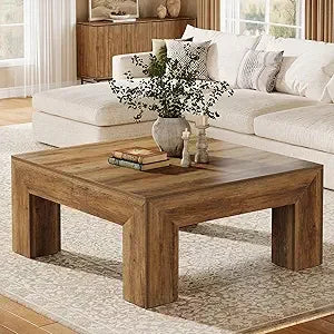 39.4 Inch Square Coffee Table Modern MDF Accent Table for Living Room