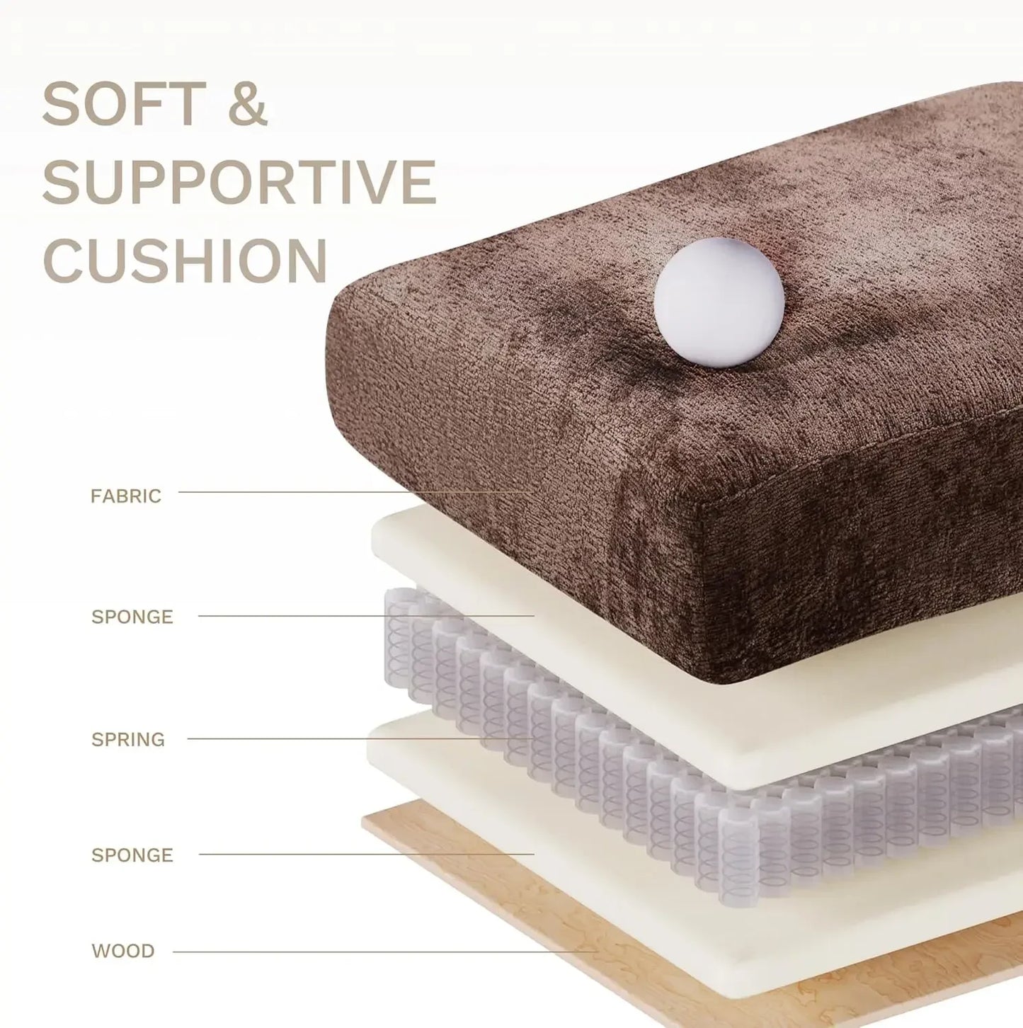 Ljustra 118 Inch U Shaped Sectional Sofa Ottoman Side Table Brown