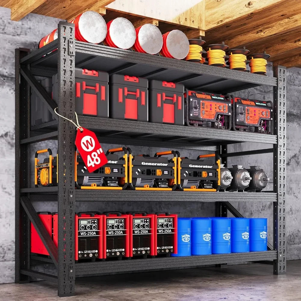 Heavy Duty Metal Storage Shelves 48 Inch 4 Tier Garage Unit 3000lbs