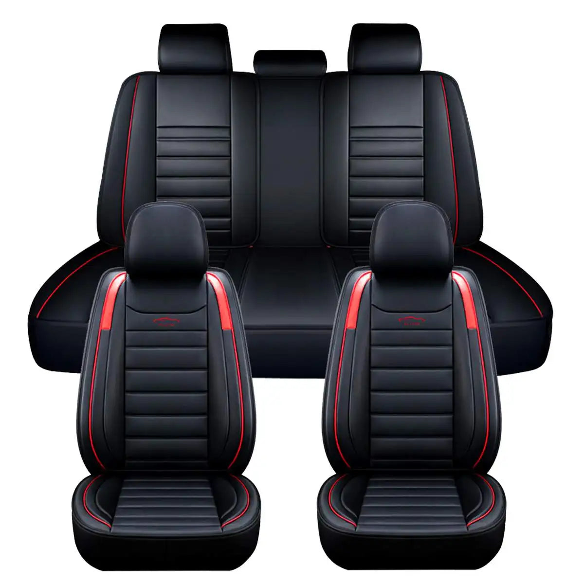 11Pcs Deluxe PU Leather Waterproof 5 Seater Car Seat Cover Set