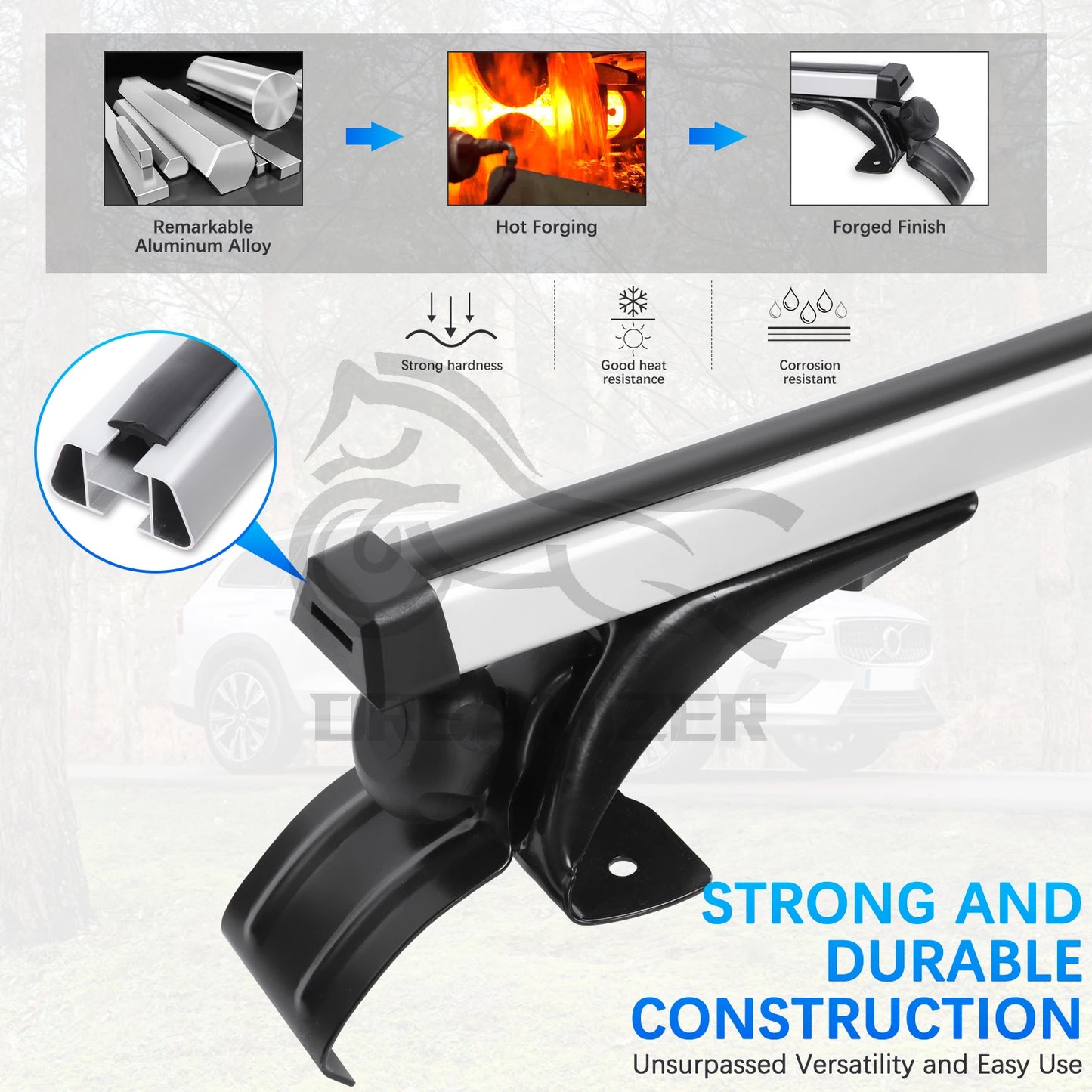 2Pcs Aluminum Roof Rack Cross Bars Carrier for Volkswagen Passat Jetta MK6