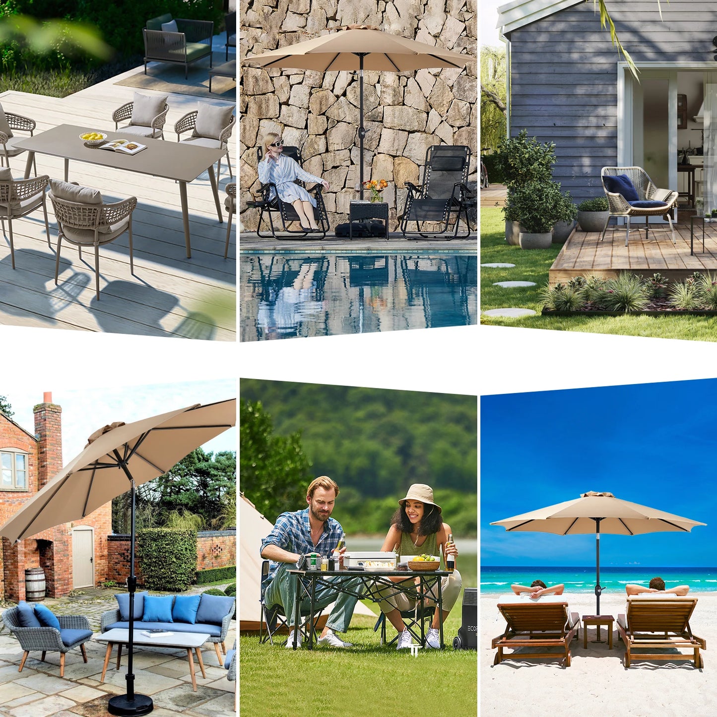 Ljustra Outdoor Patio Umbrella UV Protection Garden Umbrella for Pool