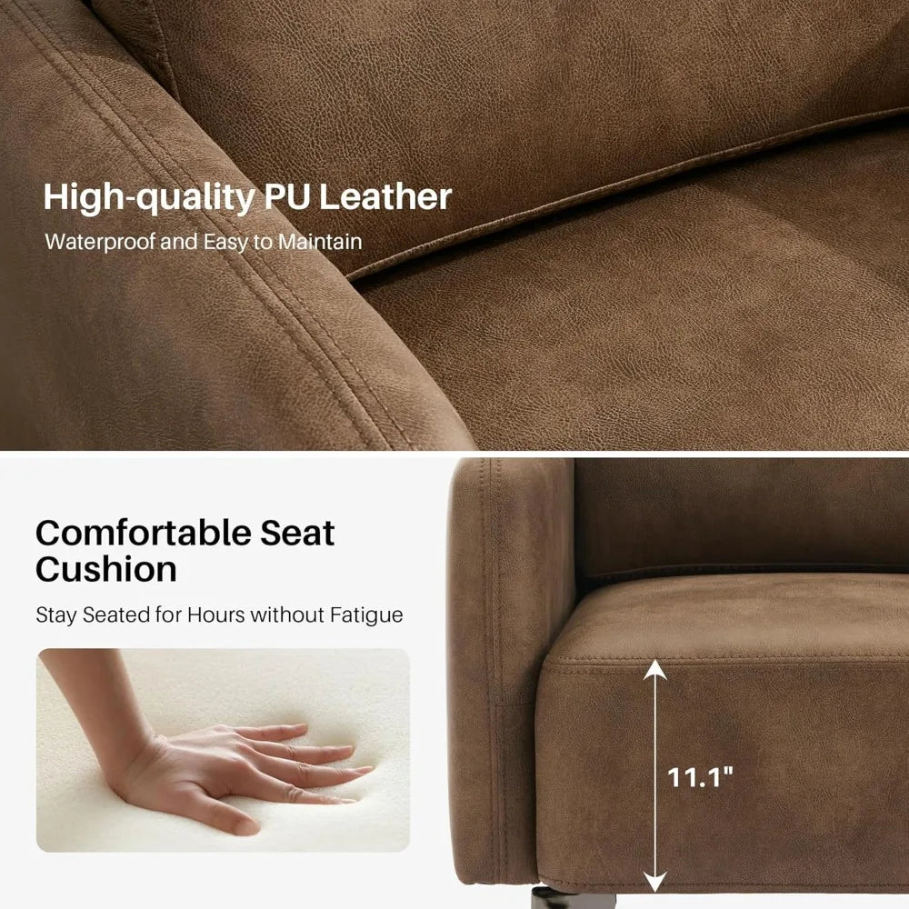 Accent Chair with Ottoman Mid Century Modern Upholstered Leather Armchair