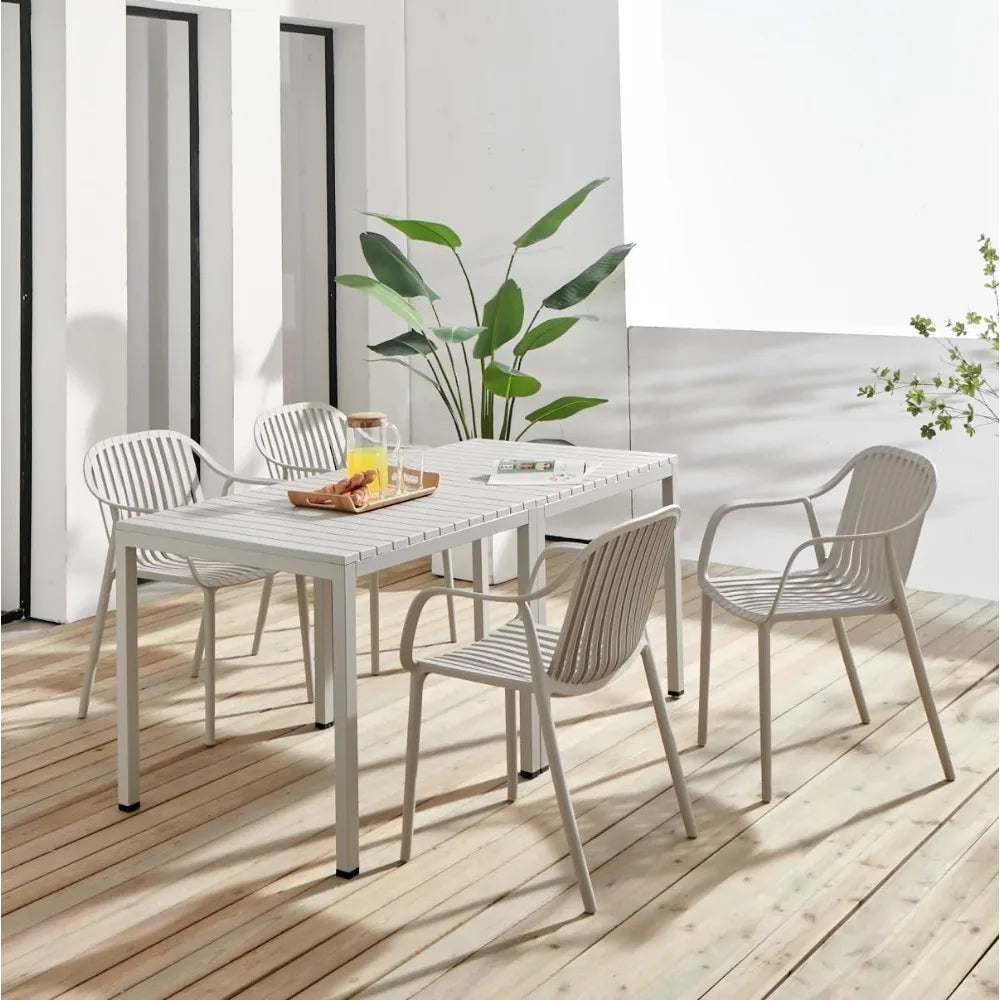 Modern Stackable Indoor Outdoor Plastic Dining Chairs Set Weather-Resistant