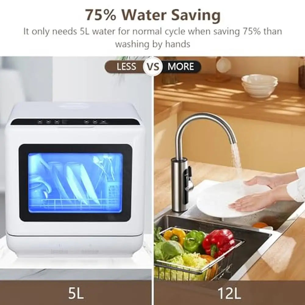 Portable Compact Dishwasher 4 Place Settings Eco-Friendly 360° Cleaning