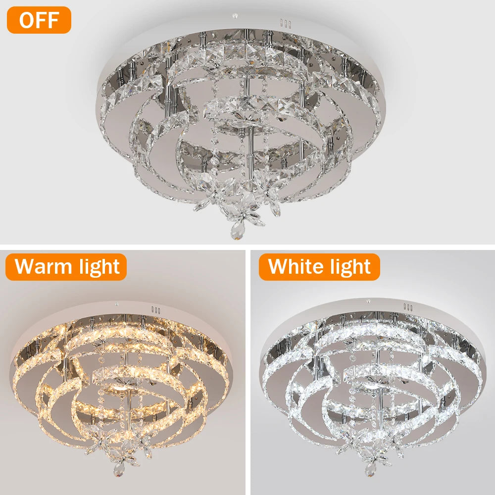 Modern Crystal Drop Chandelier LED Ceiling Light Home Decor