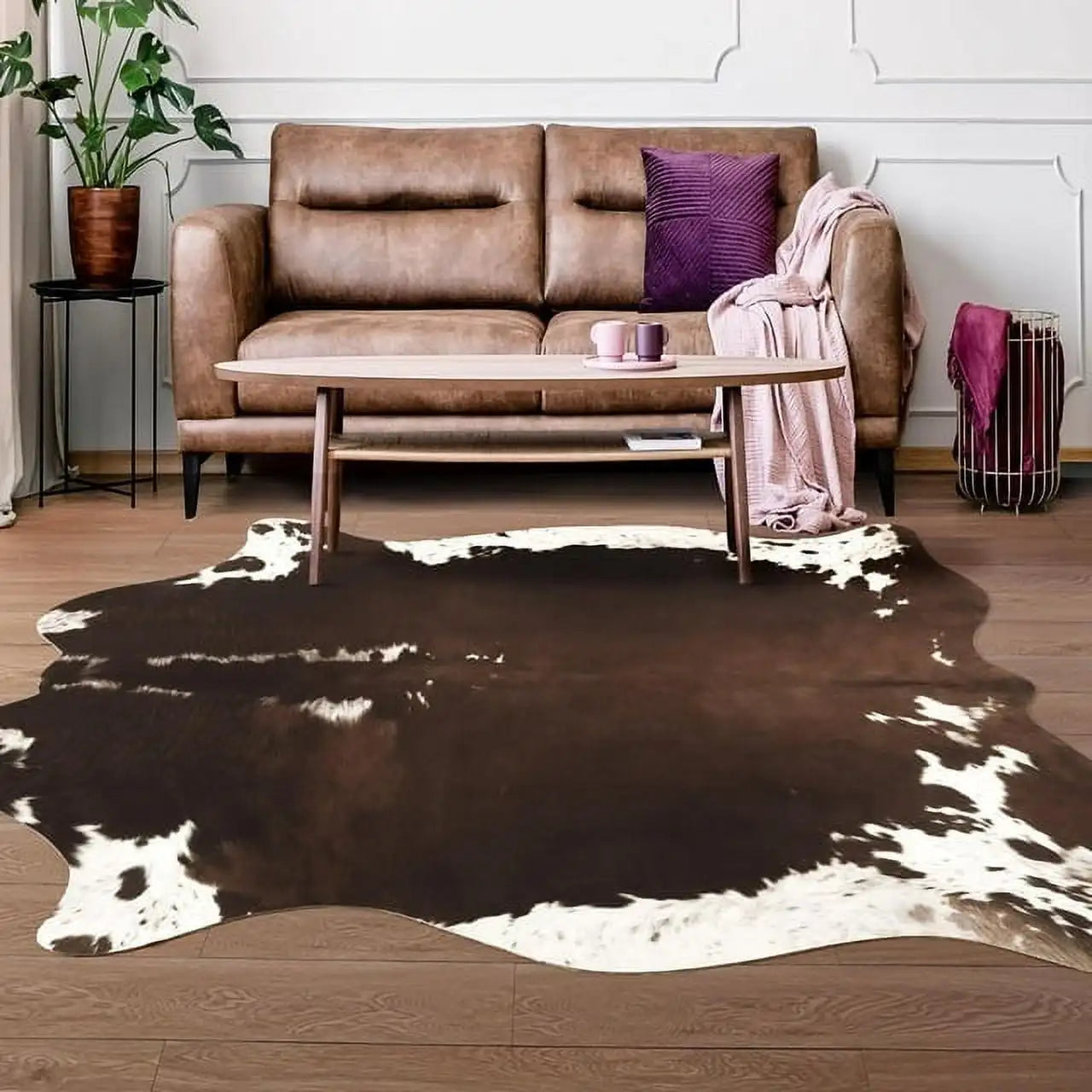American Style Animal Print Faux Fur Cowhide Rug for Living Room Bedroom
