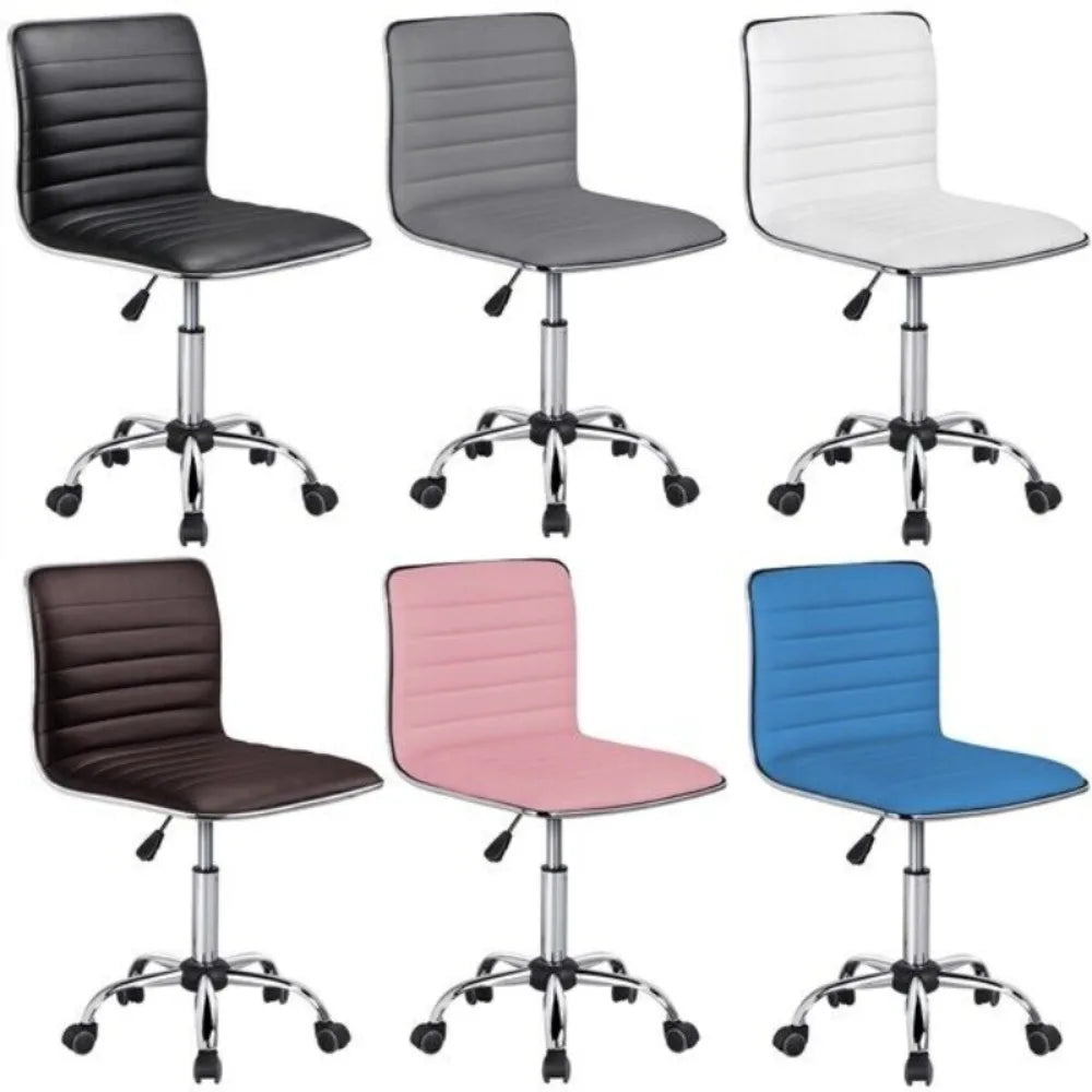 Low Back Armless Swivel Office Chair Ribbed Task Chair with Wheels