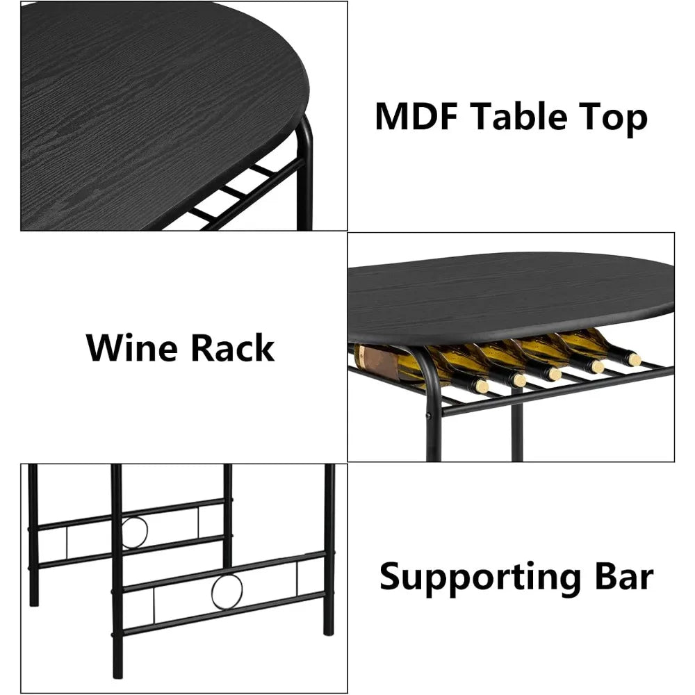 Ljustra Small Kitchen Dining Set Table with 2 Chairs for Small Spaces