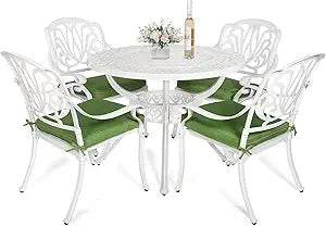 5-Piece Outdoor Patio Dining Set Swivel Chairs Cast Aluminum Furniture