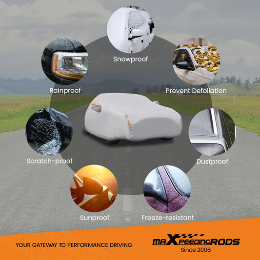 White Full Car Cover Waterproof Dustproof Outdoor Indoor Sedan Accessories