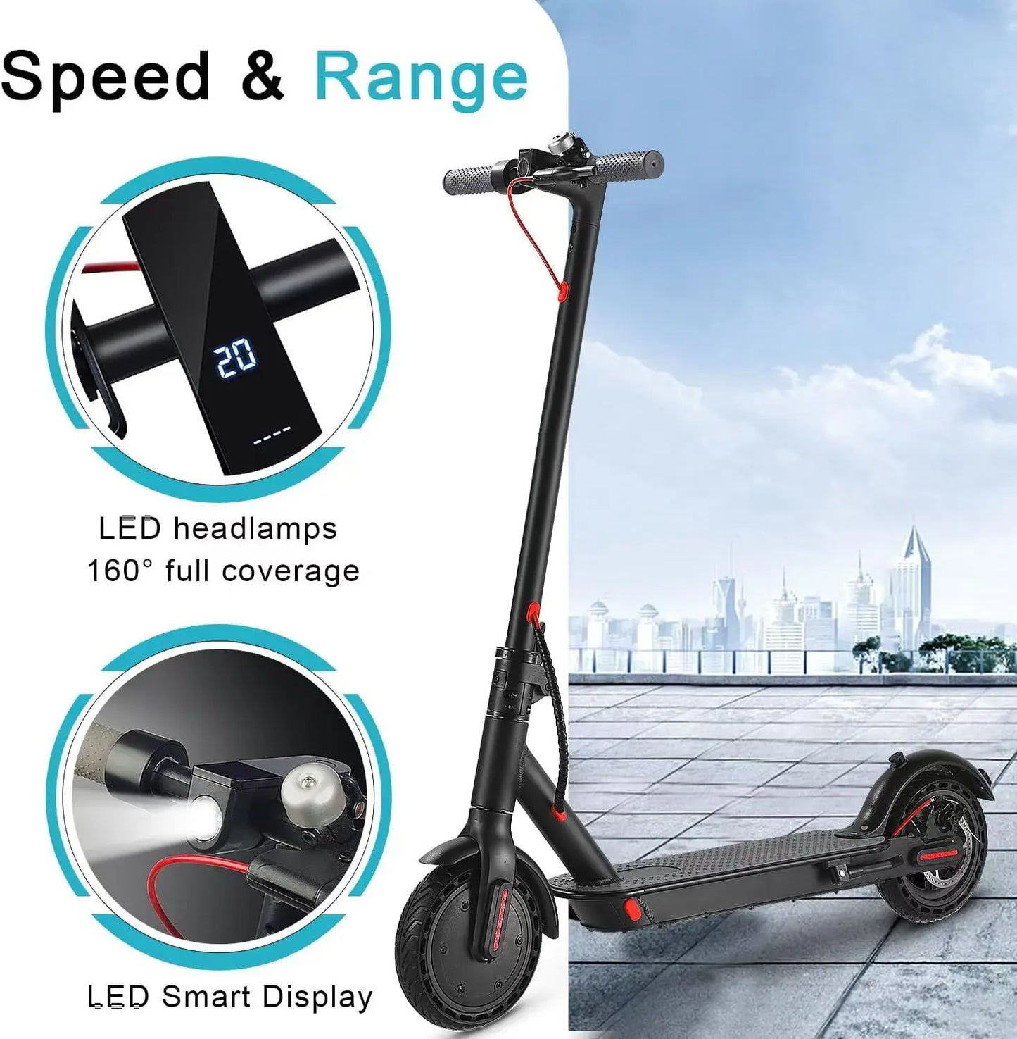 Foldable Waterproof Adult Electric E-Scooter 350W Smart 8.5Inch Tire