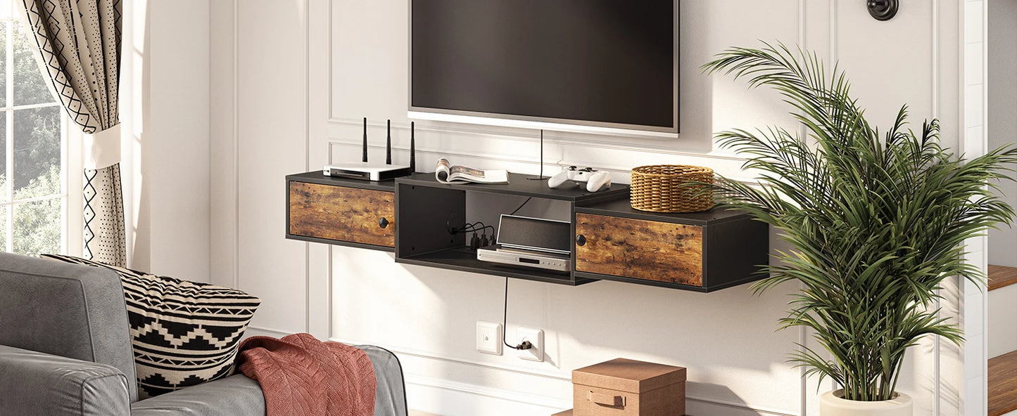 55 Inch Floating TV Stand Modern Wall Mounted Media Console Shelf