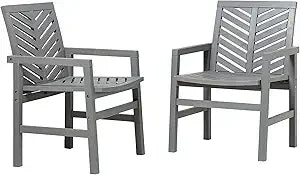 2 Piece Outdoor Patio Chevron Wood Chair Set All Weather Garden Poolside
