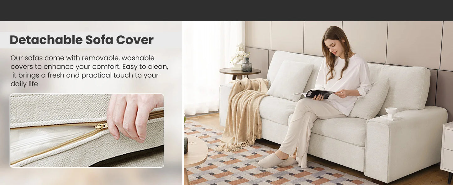 Modern Loveseat Sofa Chenille Recliner Removable Cover Spring Cushions