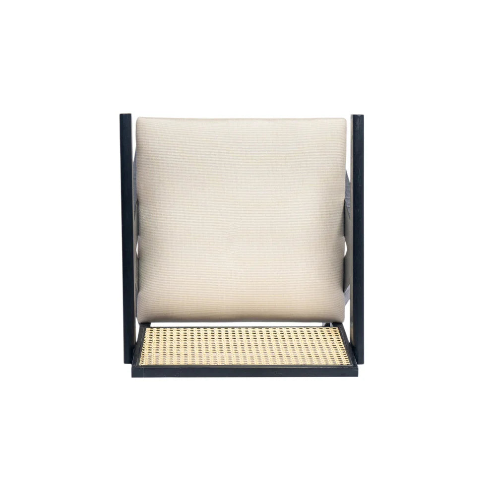 Ljustra 27 Inch Woven Cane Backrest Bar Stool Foam Padded Seat Set of 2