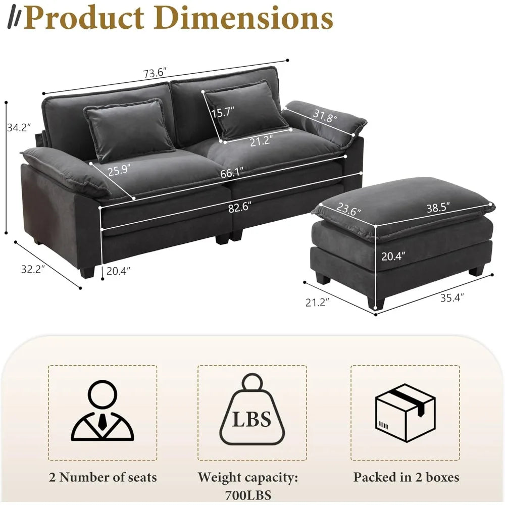 Ljustra Modular Sectional Sofa Comfy Cloud Couch Velvet Sleeper