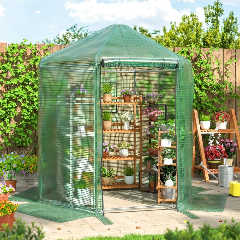 7x7x7.3 FT Walk-in Heavy Duty Outdoor Greenhouse for Plants
