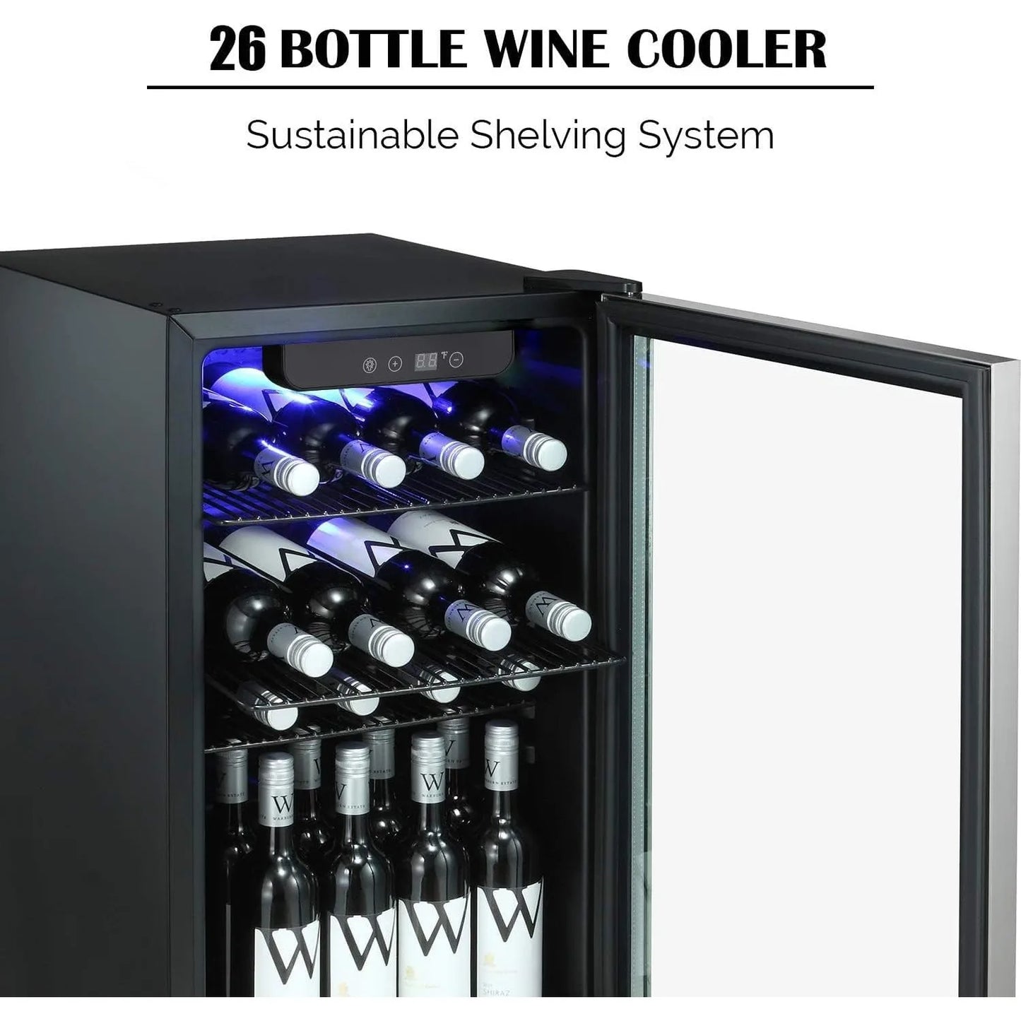 26 Bottle Wine Cooler Mini Fridge Beverage Refrigerator Quiet Operation