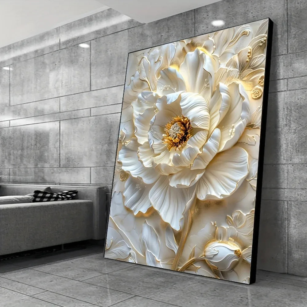 Modern Abstract Floral Canvas Art Print Frameless Wall Decoration