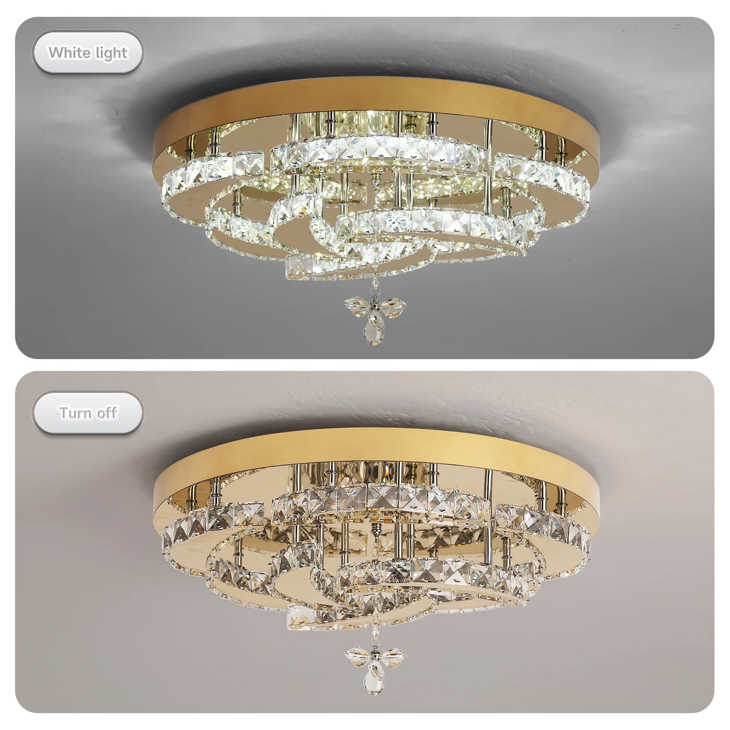 Modern Crystal Drop Chandelier LED Ceiling Light Home Decor