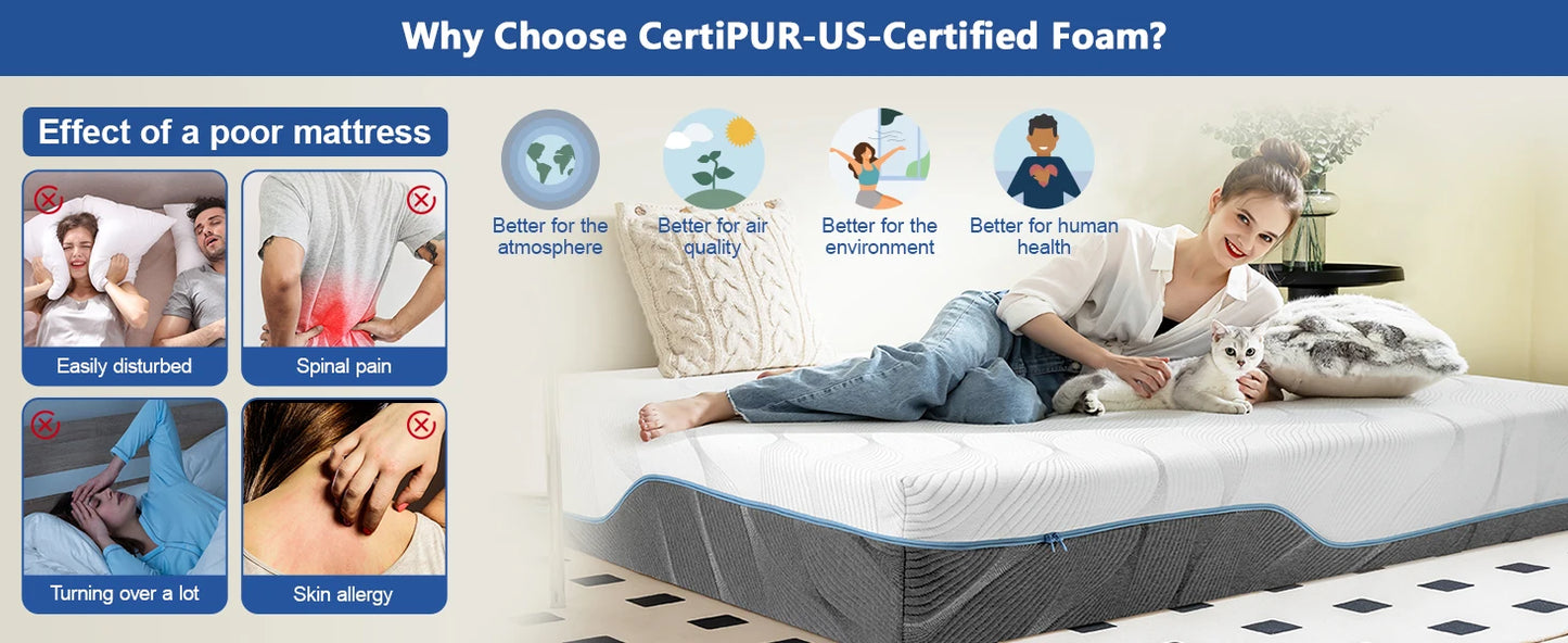 Ljustra 10 Inch Queen Mattress Medium Firm Dual Sided Flip Mattress