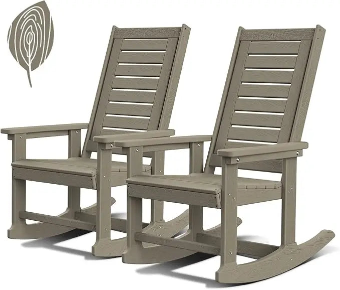 Outdoor Rocking Chairs Set of 2 HDPE Plastic Oversized Rockers