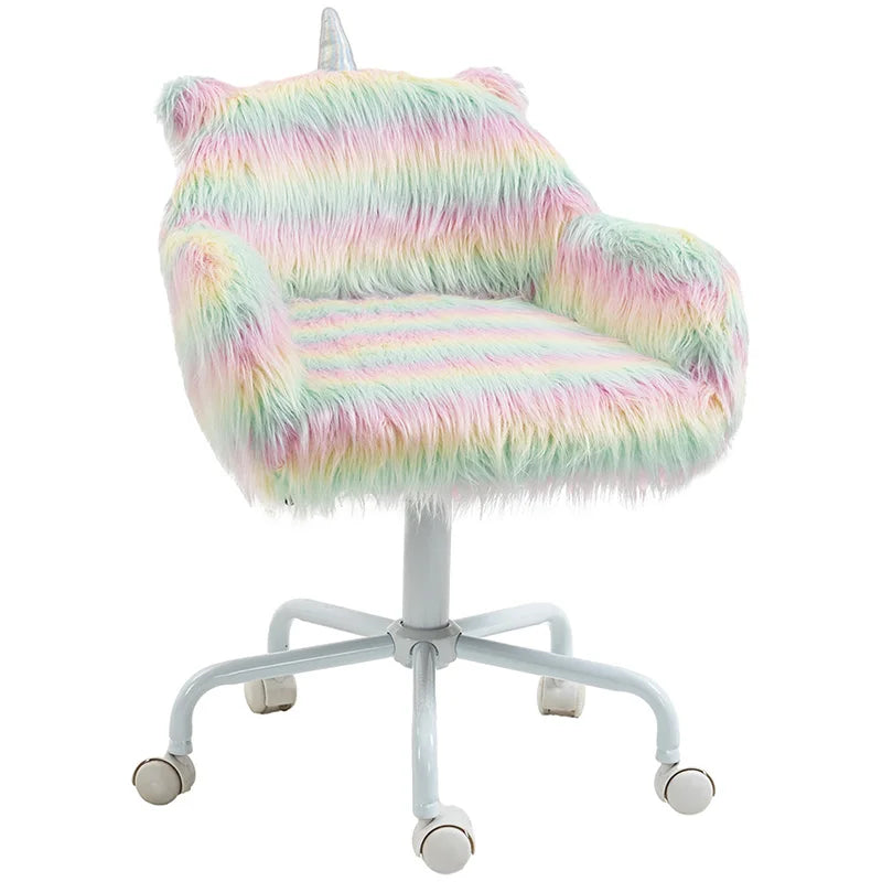 Ljustra Fluffy Unicorn Office Chair Kids Desk Chair with Armrest Support