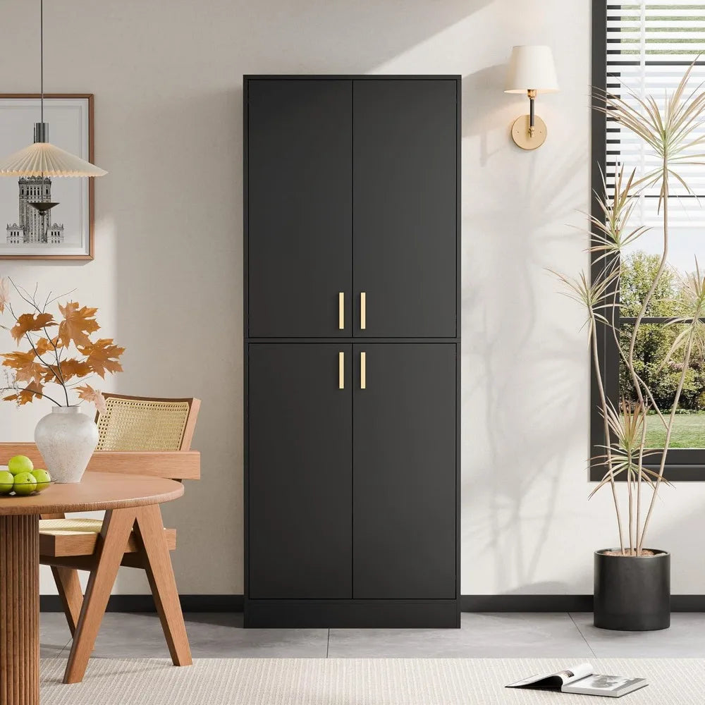 Kitchen Pantry Cabinet 71 Inch Tall Wood Storage Utility Hutch