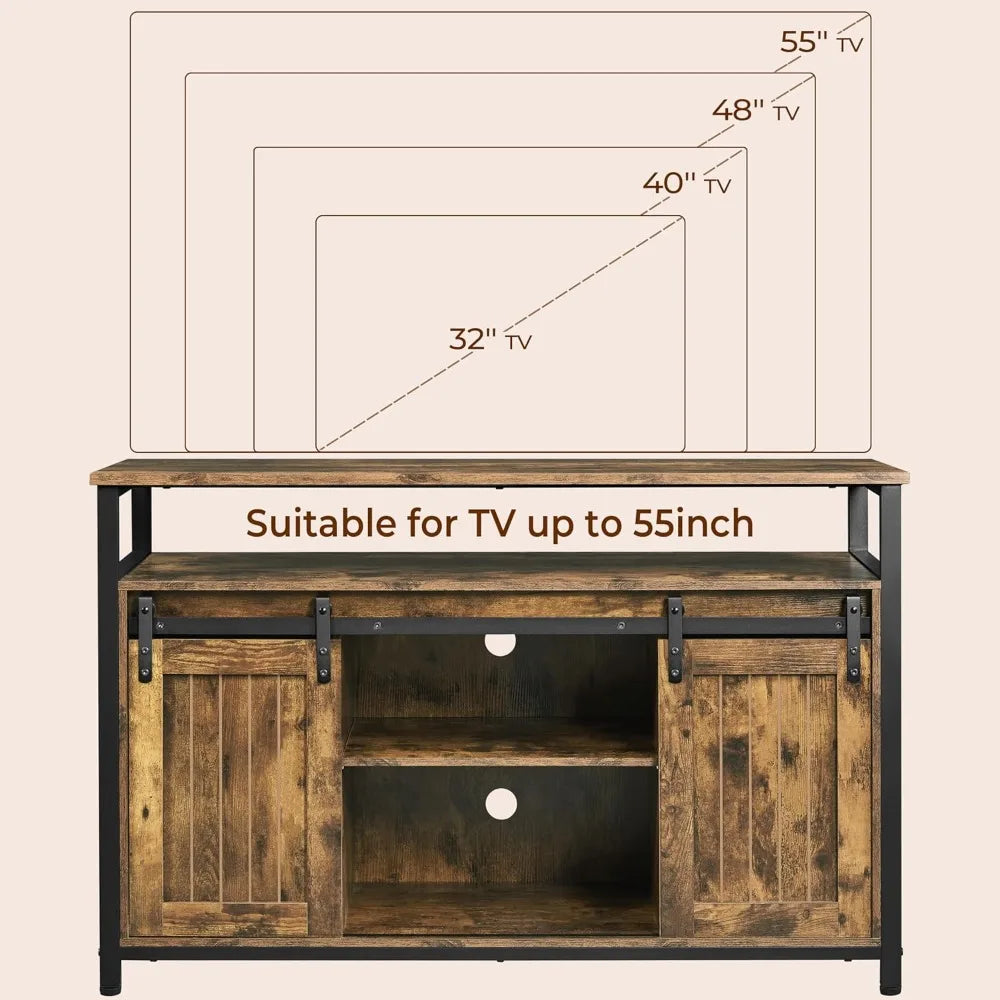 Ljustra Barn Door TV Stand for 55 Inch TV with Adjustable Shelves