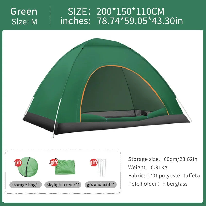 2-3 Person Waterproof Outdoor Pop Up Tent Instant Setup UV Protection