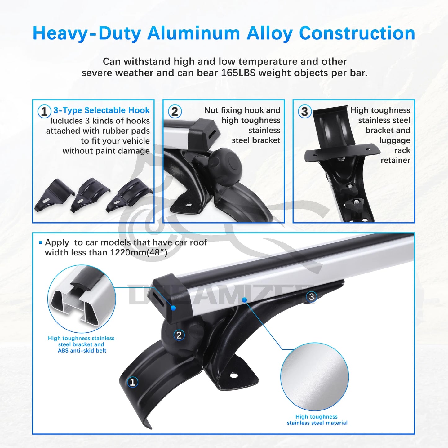 2Pcs Aluminum Roof Rack Cross Bars Carrier for Volkswagen Passat Jetta MK6