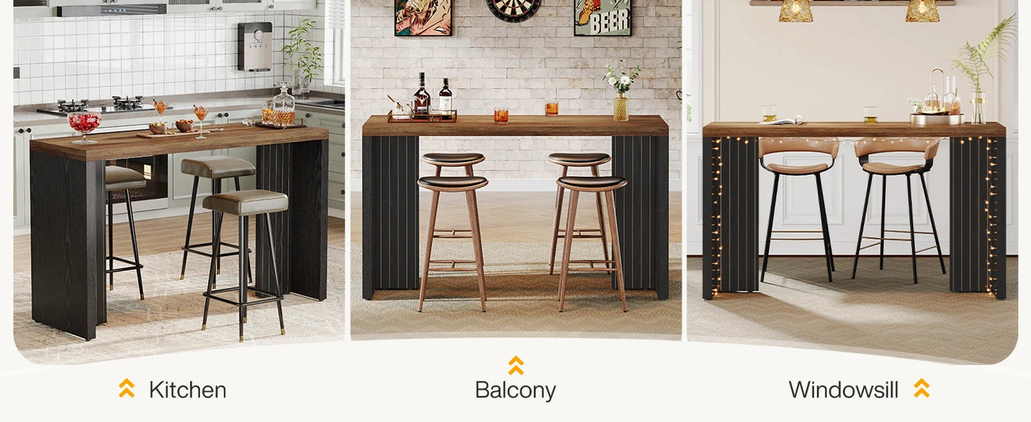 Tribesigns 55 Inch Bar Table Modern Mini Bar with Faux Marble Top