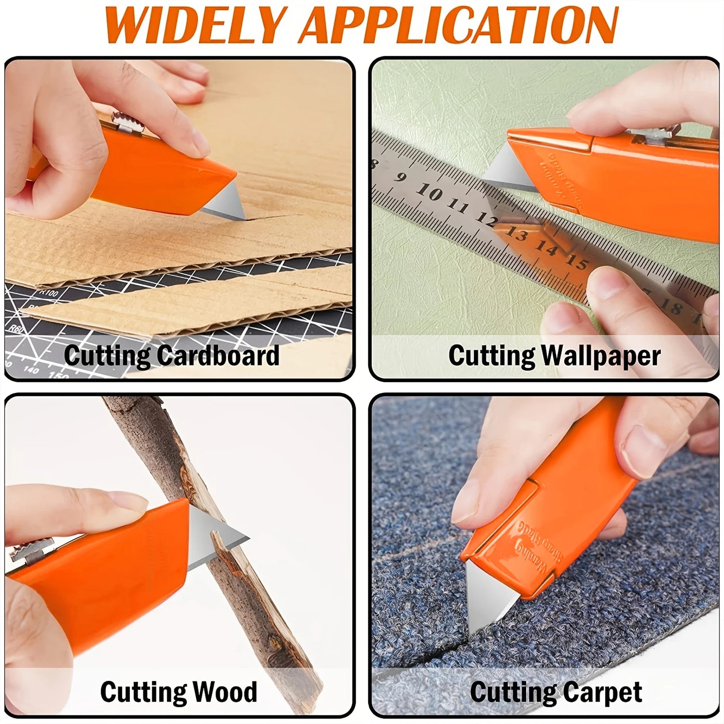 DIY Utility Knife 16 Pack Heavy Duty Box Cutter Retractable Blade