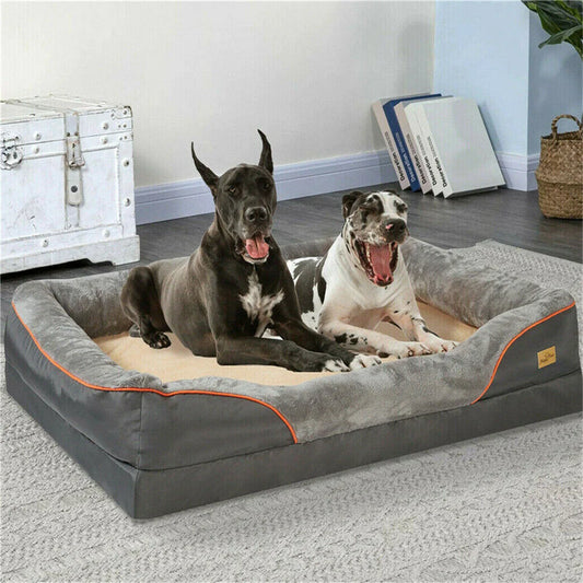 Jumbo Orthopedic Memory Foam Dog Bed Waterproof Removable Cover