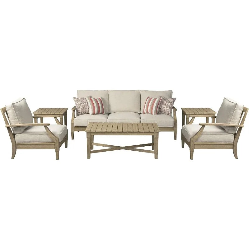 Eucalyptus Wood Single Cushioned Lounge Chair Outdoor Seating