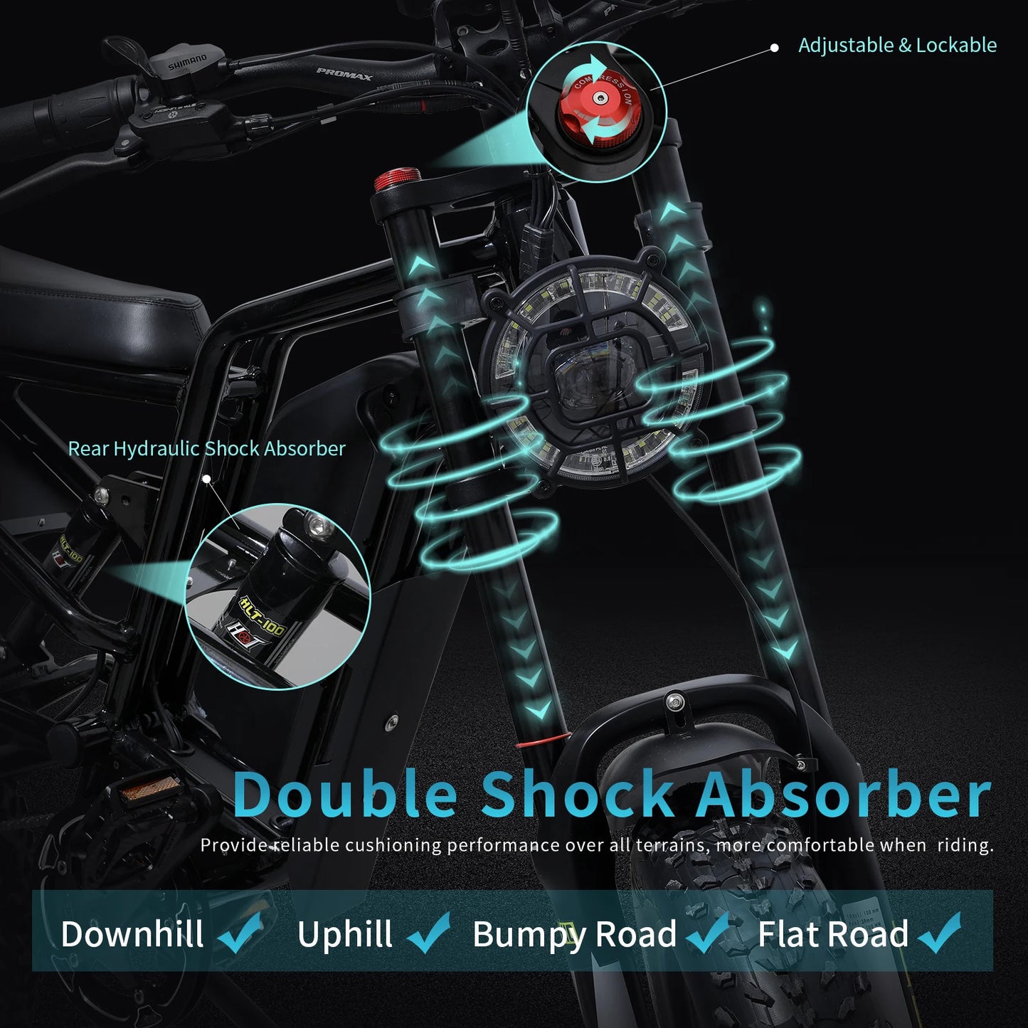 Electric Mountain Bike 750W 48V All-Terrain Fat Tire E-Bike 45 Mile Range