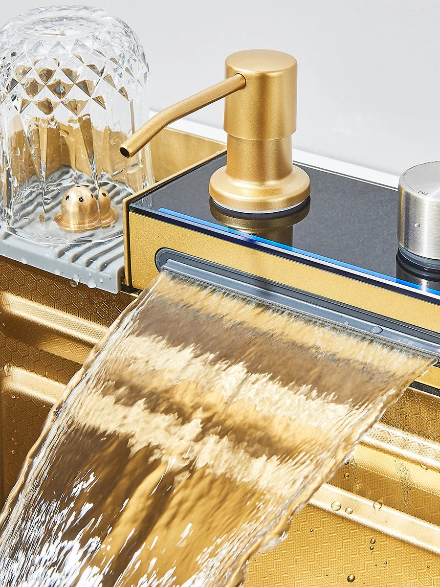 Large Stainless Steel Kitchen Sink 75x45cm with Faucet Digital Display