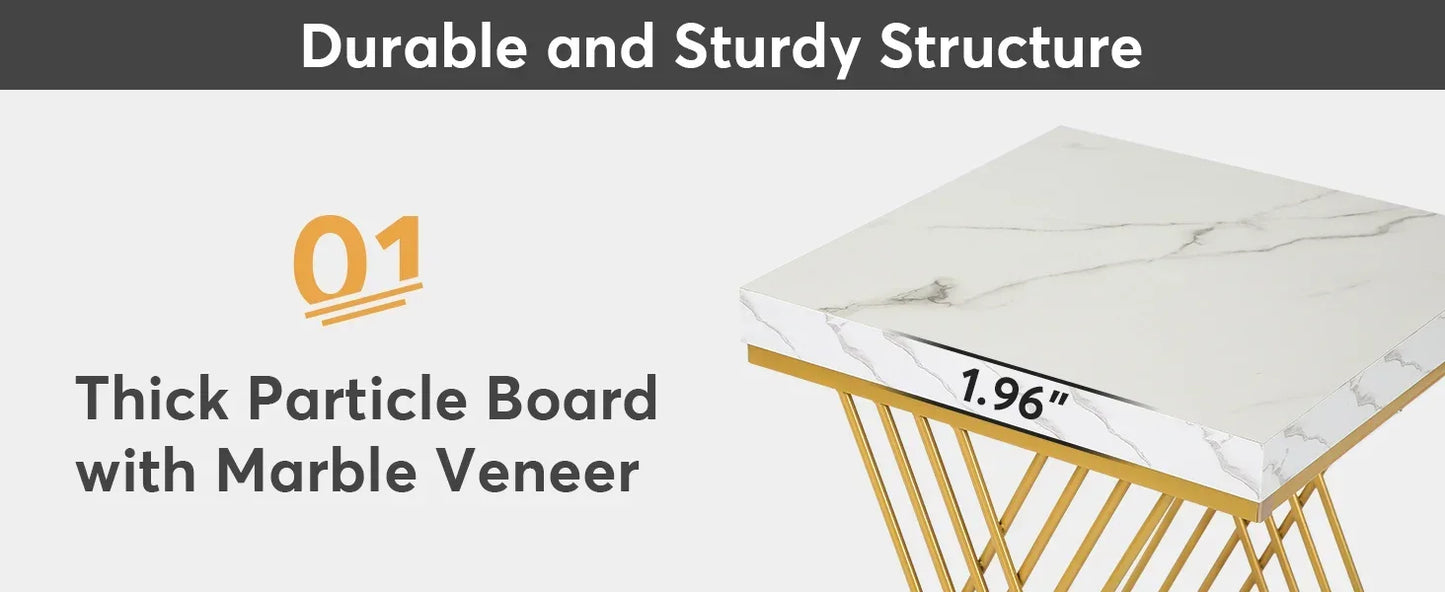 Square End Table Modern 2-Tier Side Table Bedside Table Storage